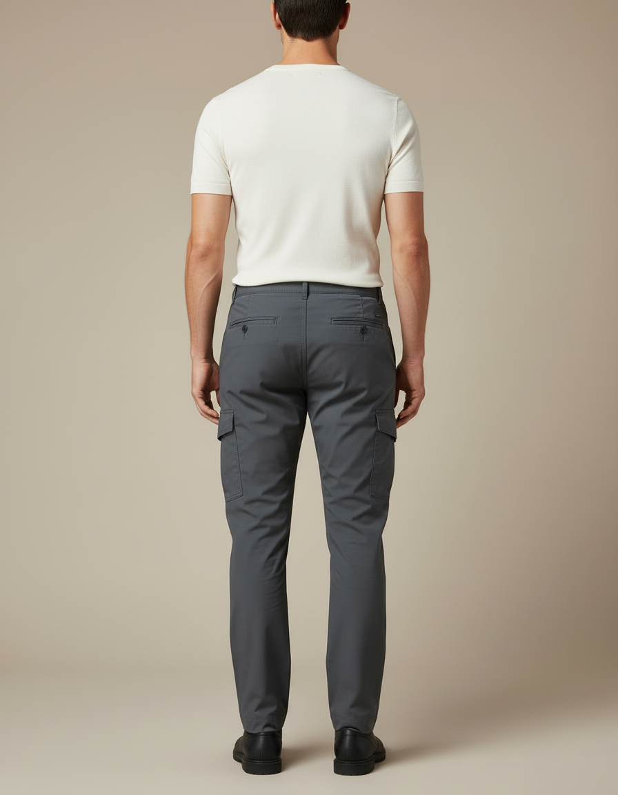 Pantalon Cargo Homme Gris Décontracté Multipoches Slim - Gabardine - vue 2
