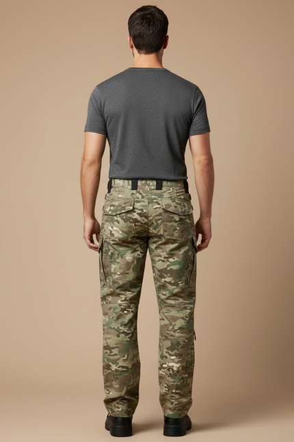 Pantalon Cargo Camouflage Militaire Multipoches Homme Tactique - Multicolore Toile - vue 2