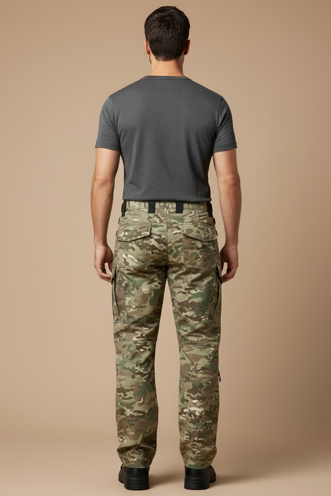 Pantalon Cargo Camouflage Militaire Multipoches Homme Tactique - Multicolore Toile - vue 2