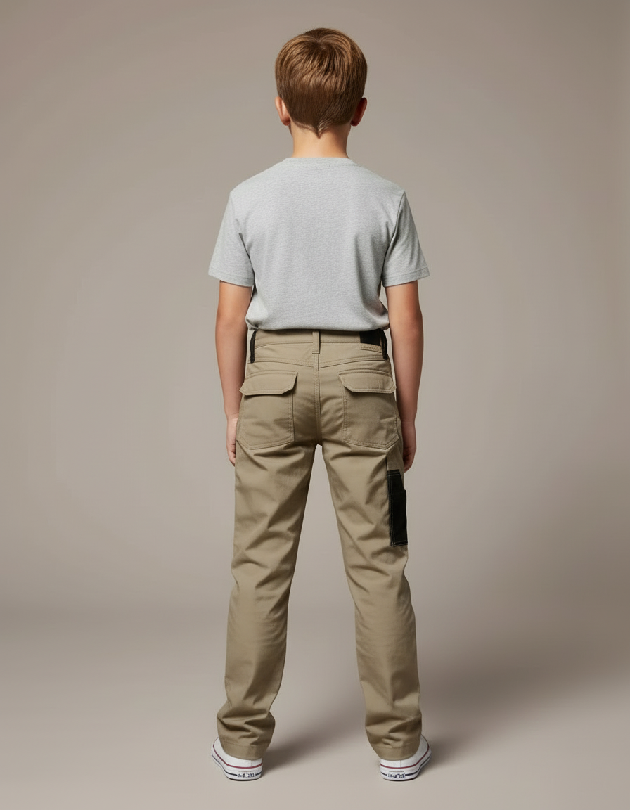 Pantalon Cargo Enfant Beige Multipoches Décontracté Coton - vue 2
