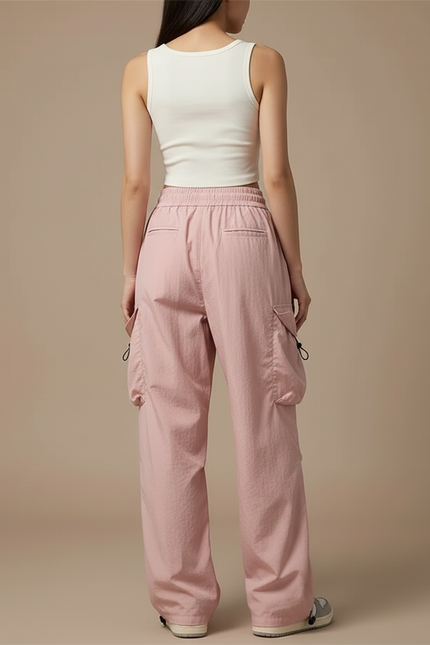 Pantalon Cargo Tendance - Rose Polyester - vue 2