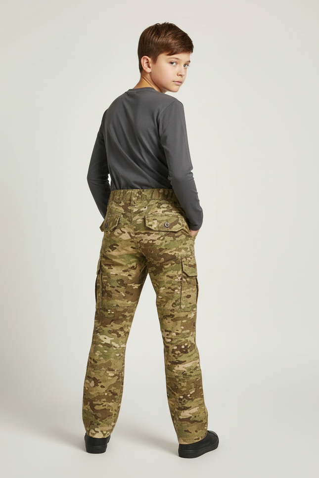 Pantalon Cargo Camouflage Militaire Enfant Multipoches Résistant - Multicolore Toile - vue 2
