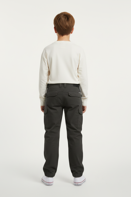 Pantalon Cargo Gris Foncé Décontracté Multipoches Enfant - Toile - vue 2