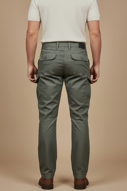 Pantalon Cargo Vert Militaire Renforcé Multipoches Homme - Kaki Gabardine - vue 2