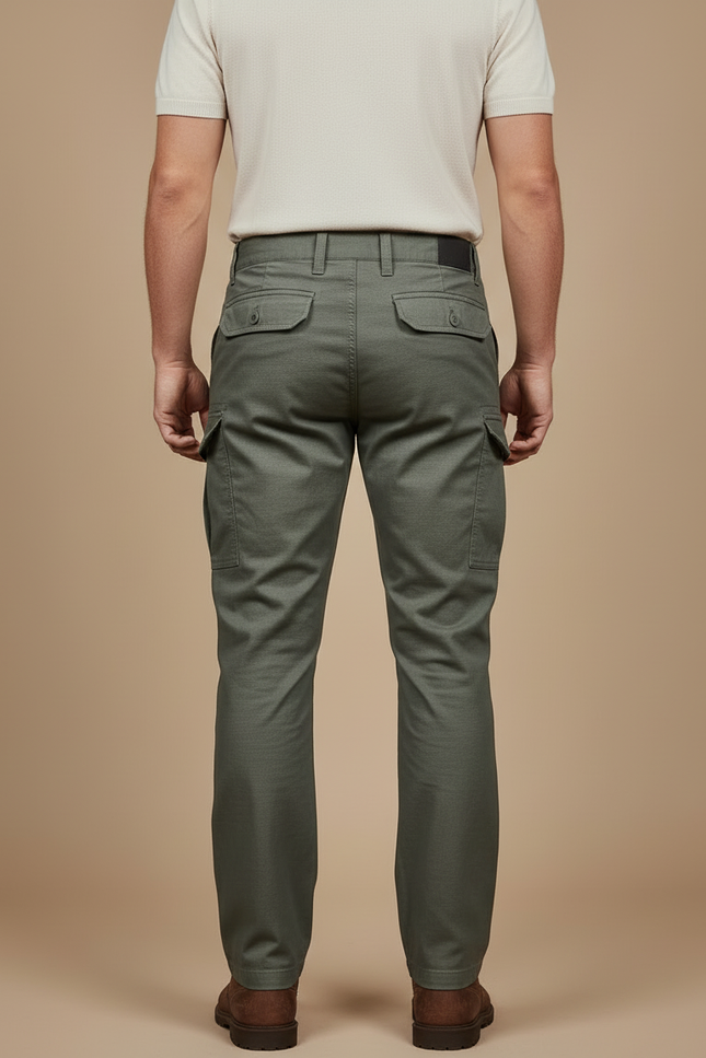 Pantalon Cargo Vert Militaire Renforcé Multipoches Homme - Kaki Gabardine - vue 2
