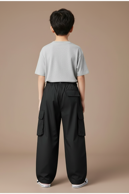 Pantalon Cargo Noir Ample Coton Sport Enfant - vue 2