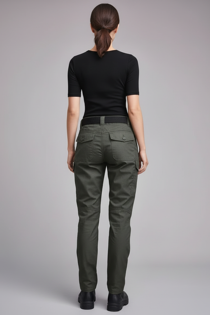 Pantalon Cargo Militaire Vert Multipoches Tactique Femme - Kaki Gabardine - vue 2