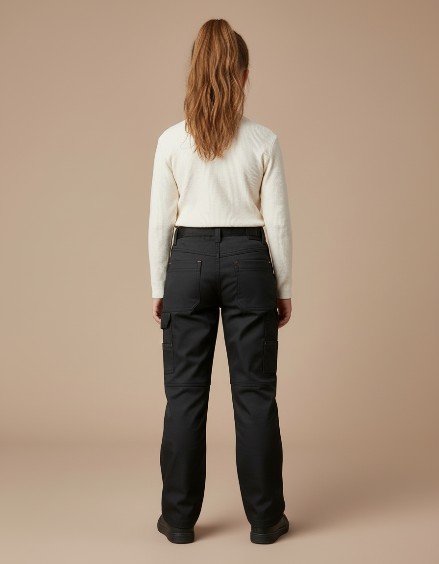 Pantalon Cargo Noir Ample Fille Multi-Poches - Toile - vue 2