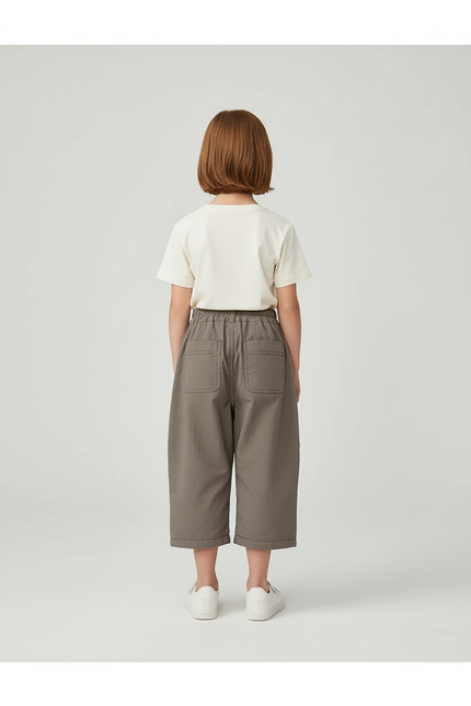 Pantalon Cargo Enfant Ample Gris Chaud - Polyester - vue 2