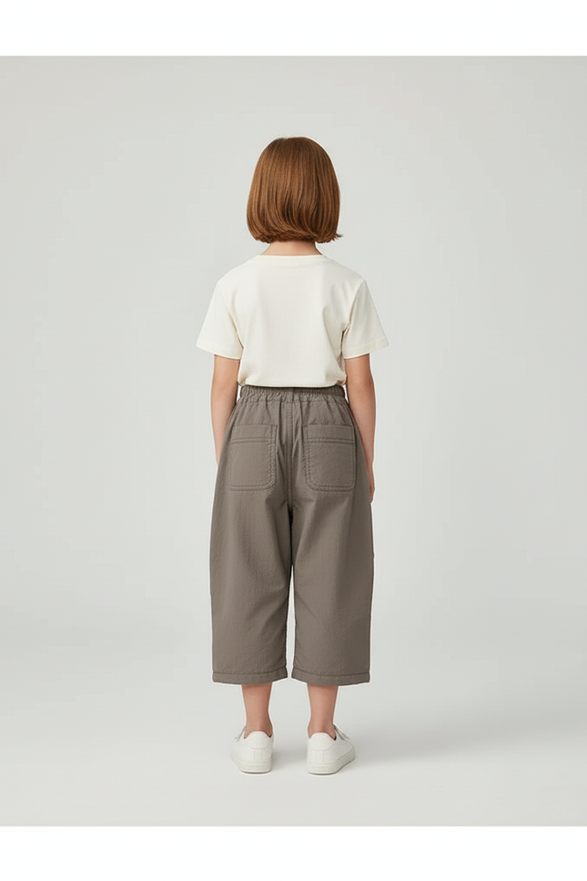 Pantalon Cargo Enfant Ample Gris Chaud - Polyester - vue 2