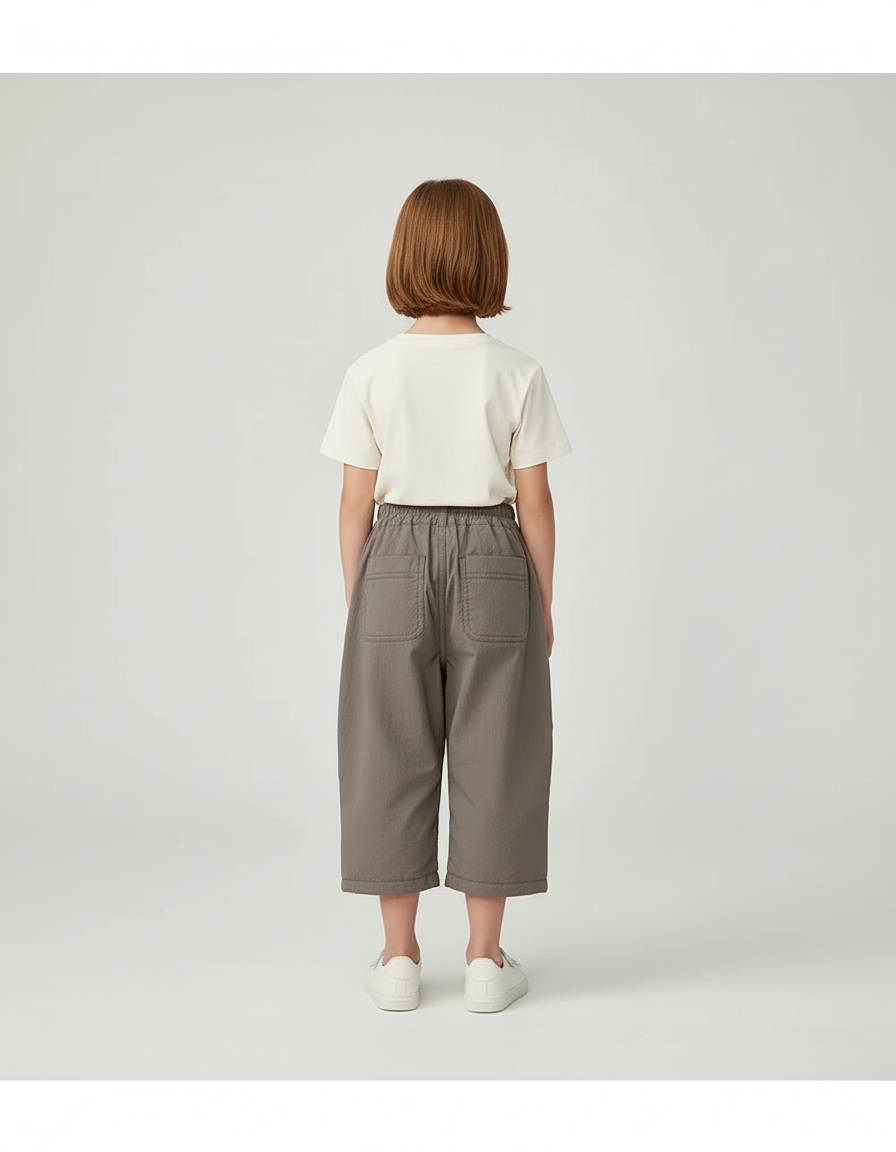 Pantalon Cargo Enfant Ample Gris Chaud - Polyester - vue 2