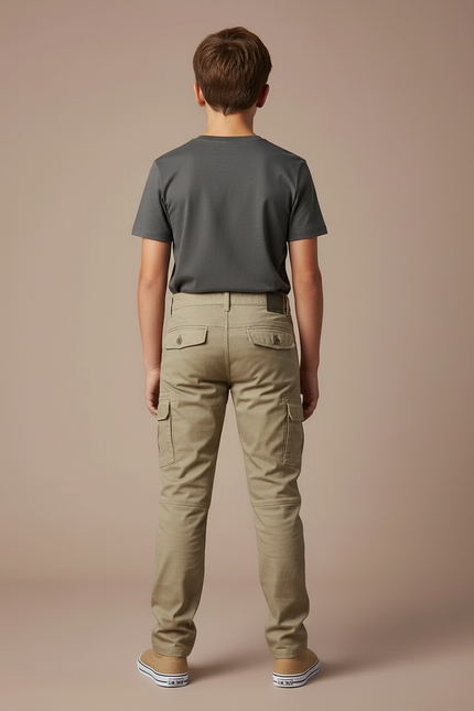 Pantalon Cargo Beige Enfant Tactique Multi-Poches - Coton - vue 2