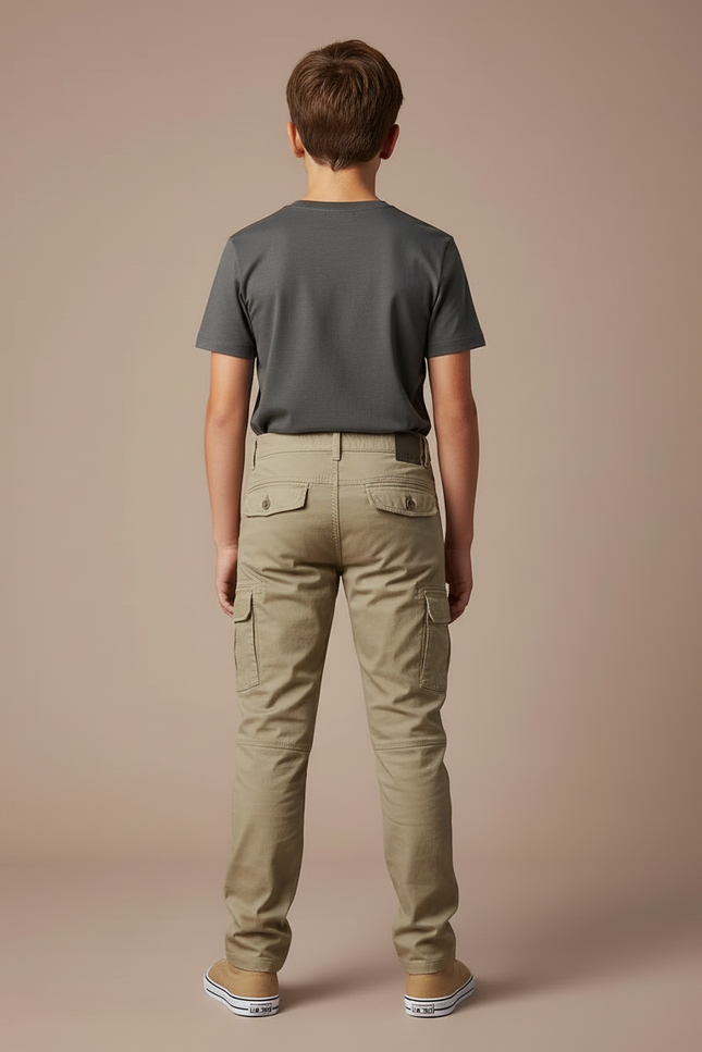 Pantalon Cargo Beige Enfant Tactique Multi-Poches - Coton - vue 2