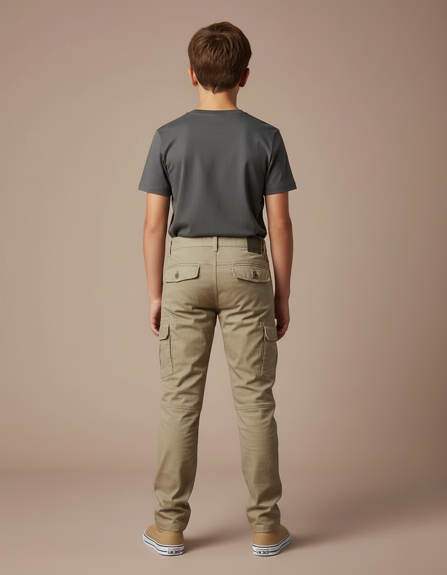 Pantalon Cargo Beige Enfant Tactique Multi-Poches - Coton - vue 2