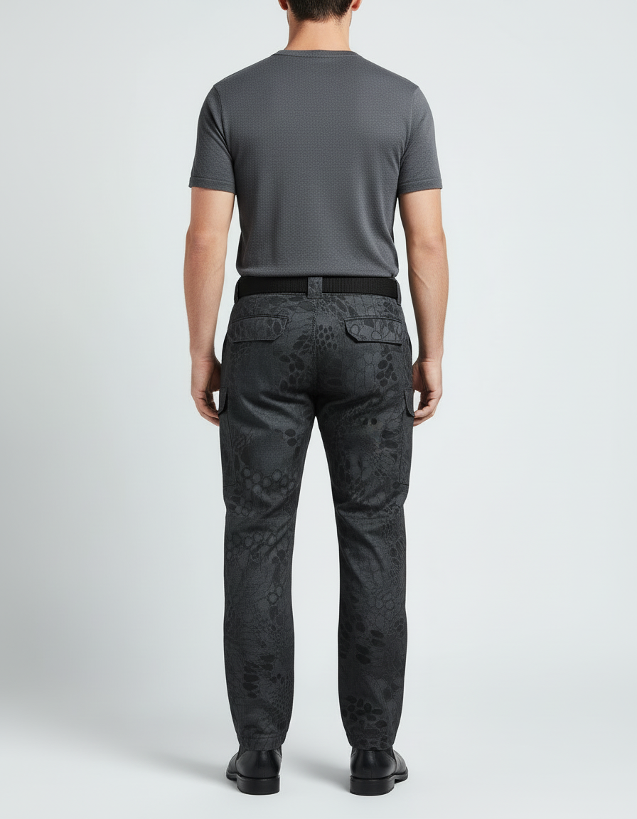 Pantalon Cargo Camouflage Gris Foncé Tactique Multipoches - Toile - vue 2