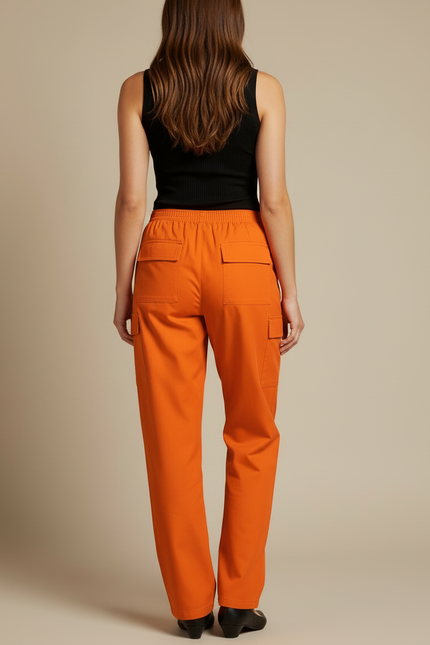 Pantalon Cargo Orange Taille Élastique Femme - Toile - vue 2