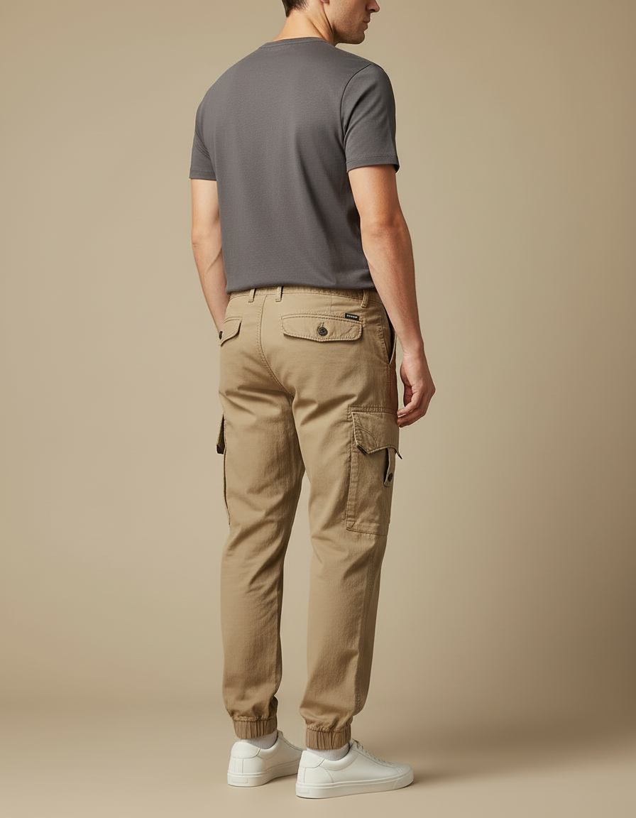 Pantalon Cargo Kaki Coton Jogger Décontracté Homme - vue 2