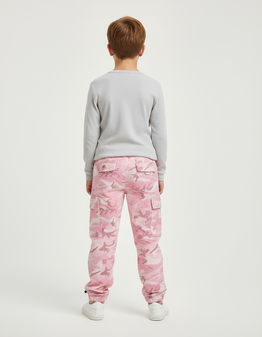 Pantalon Cargo Rose Camouflage Ample Garçon Coton - vue 2