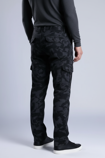 Pantalon Cargo Camouflage Gris Noir Multipoches Décontracté Homme - Toile - vue 2