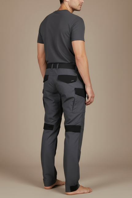 Pantalon Cargo Gris Homme Tactique Multi-Poches Renforcé - Polyester - vue 2