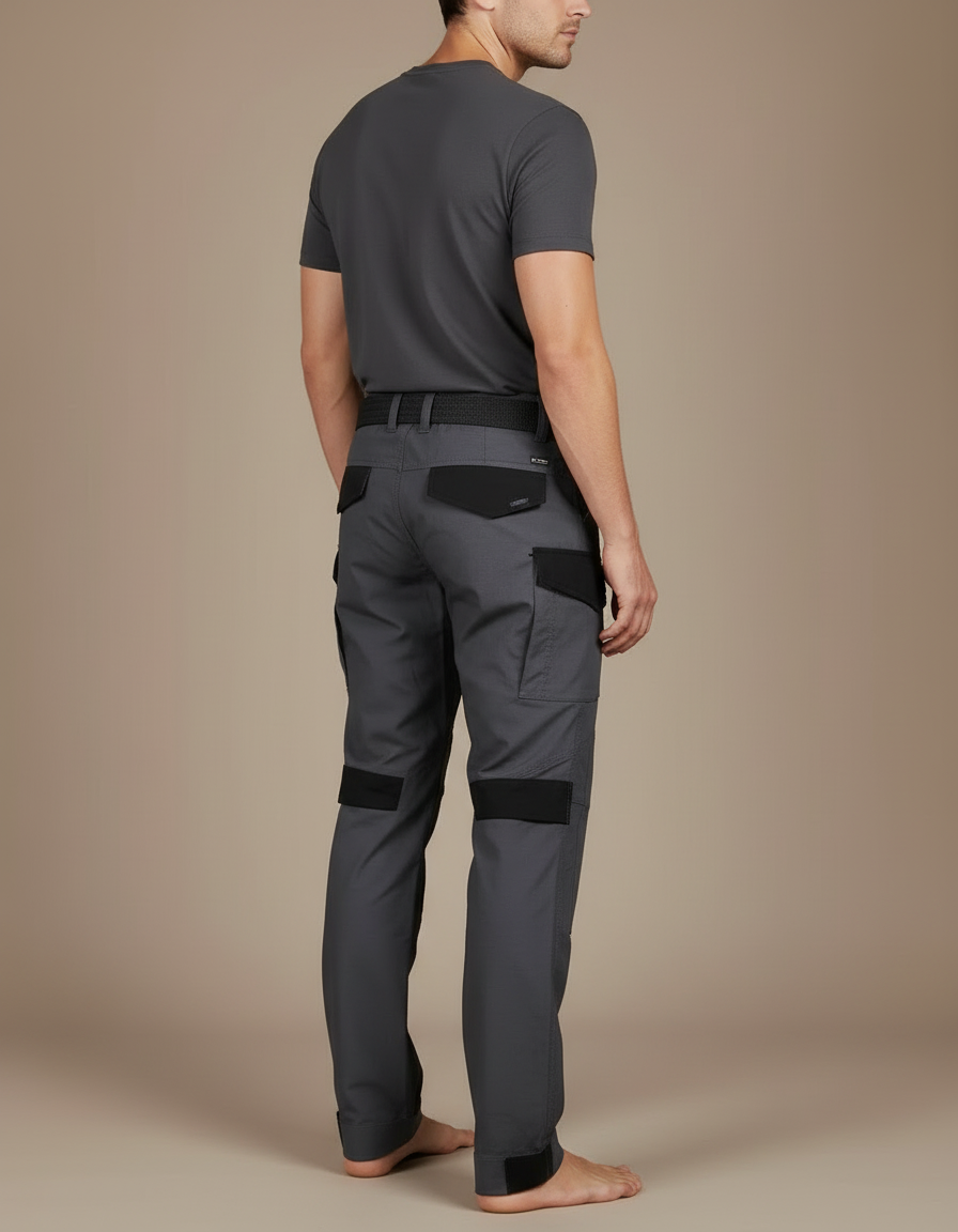 Pantalon Cargo Gris Homme Tactique Multi-Poches Renforcé - Polyester - vue 2