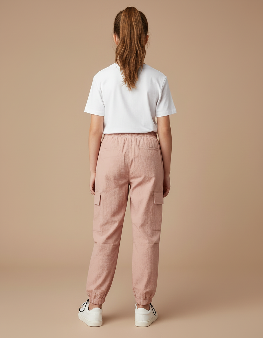Pantalon Cargo Rose Ample Fille Coton Décontracté - Polyester - vue 2
