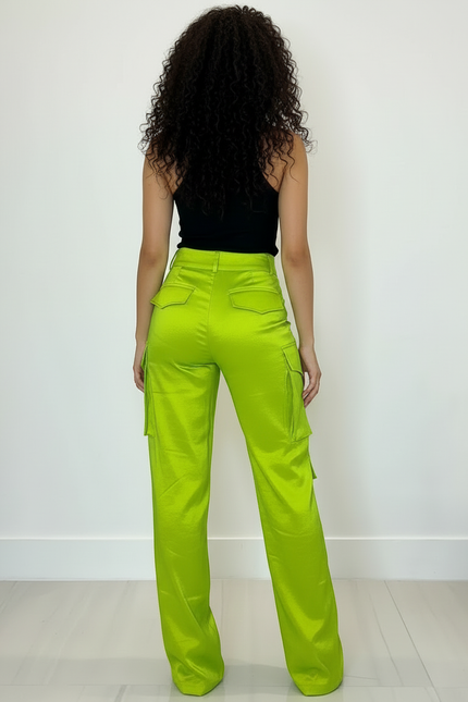 Pantalon Cargo Soie Femme - Vert - vue 2