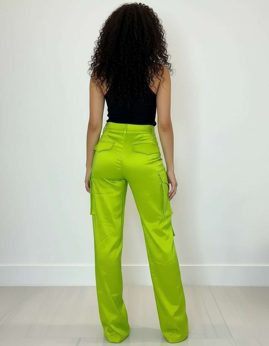 Pantalon Cargo Soie Femme - Vert - vue 2