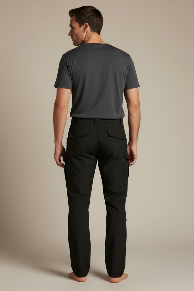 Pantalon Cargo Noir Tactique Multipoches Homme - Polyester - vue 2