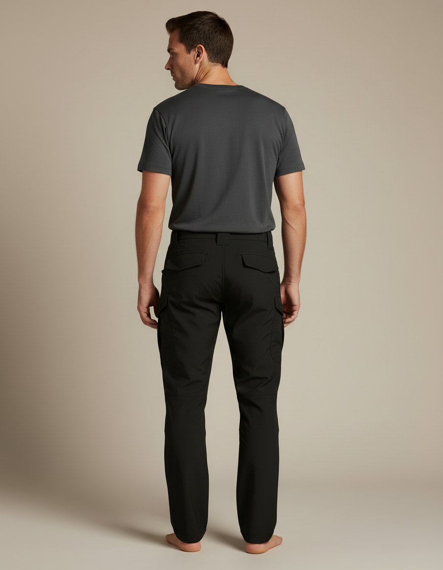 Pantalon Cargo Noir Tactique Multipoches Homme - Polyester - vue 2