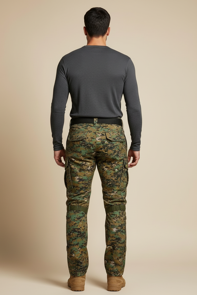 Pantalon Cargo Camouflage Militaire Tactique Genouillères Intégrées - Multicolore Polyester - vue 2