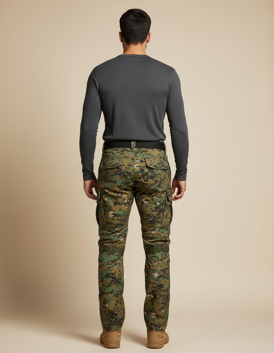 Pantalon Cargo Camouflage Militaire Tactique Genouillères Intégrées - Multicolore Polyester - vue 2