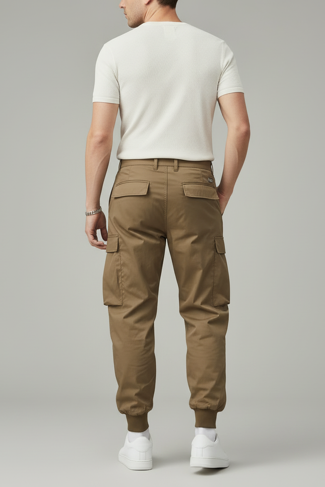 Pantalon Cargo Marron Ample Multipoches Léger Homme - Kaki Polyester - vue 2