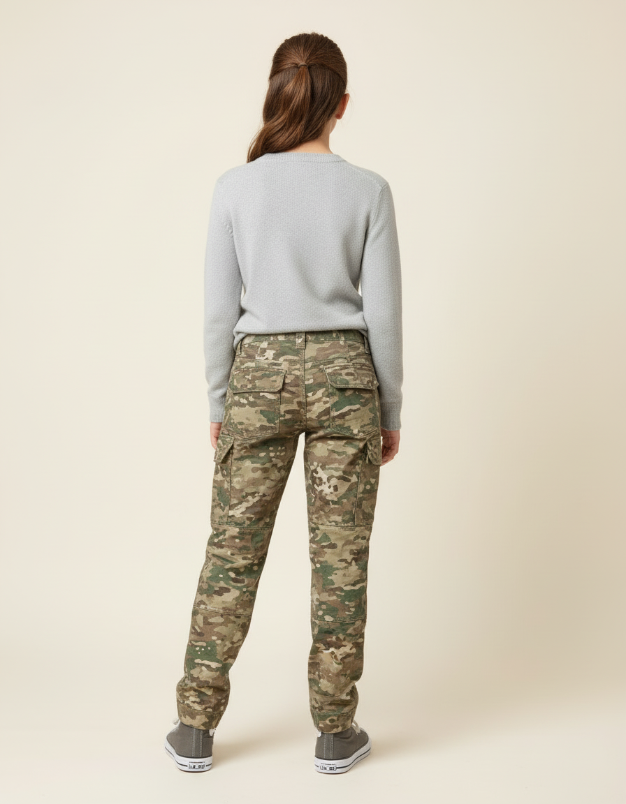 Pantalon Cargo Camouflage Militaire Enfant Ajusté - Multicolore Toile - vue 2