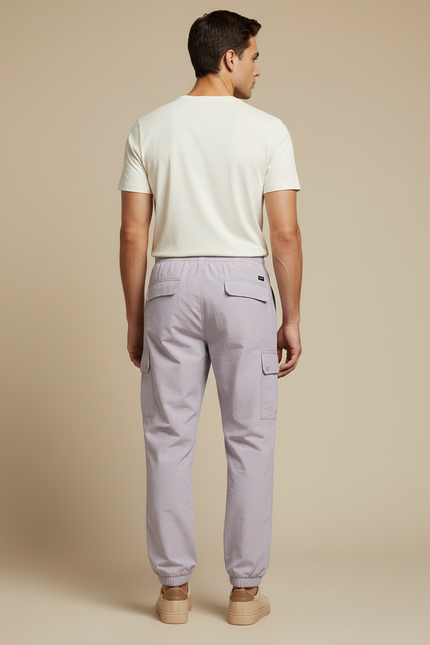 Pantalon Cargo Lavande Ample Coton Décontracté Homme - Violet Polyester - vue 2
