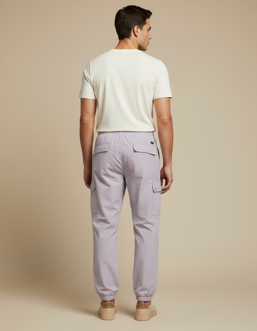 Pantalon Cargo Lavande Ample Coton Décontracté Homme - Violet Polyester - vue 2