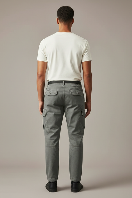 Pantalon Cargo Avec Chaine Homme - Kaki Gabardine - vue 2