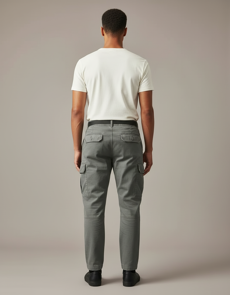 Pantalon Cargo Avec Chaine Homme - Kaki Gabardine - vue 2