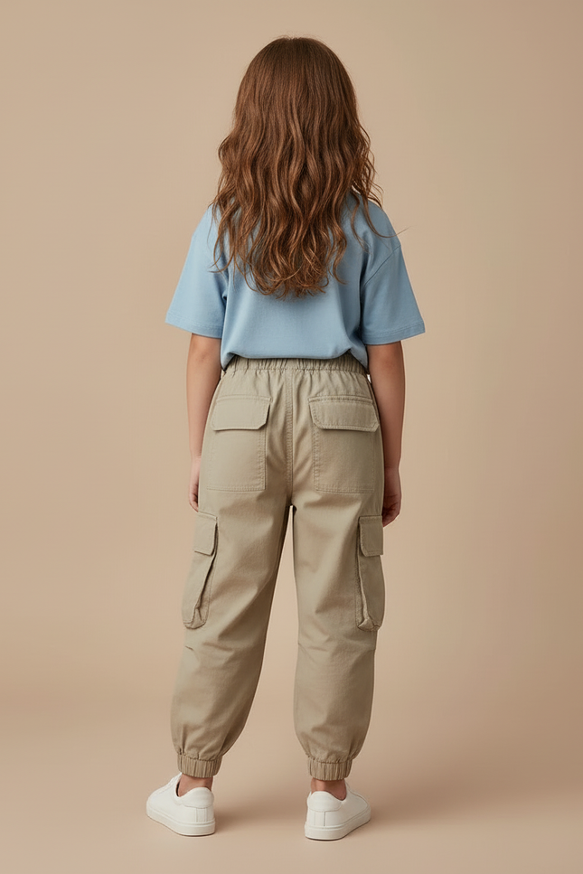 Pantalon Cargo Enfant Beige Décontracté Ample Coton - vue 2