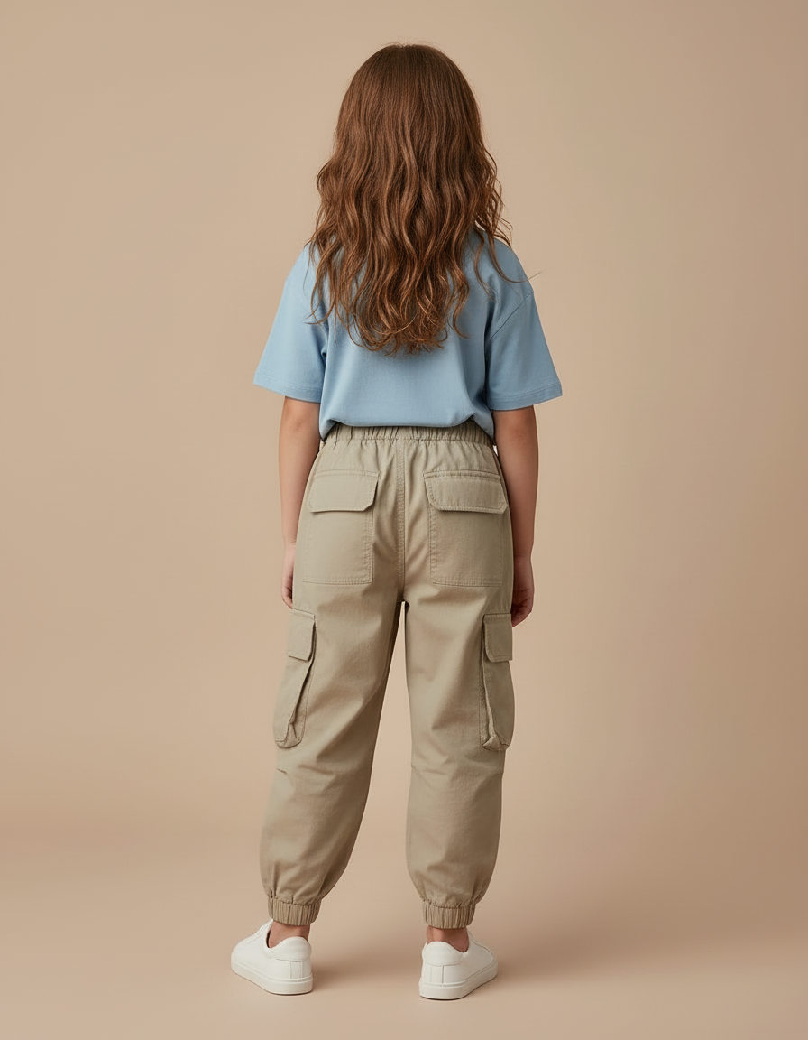 Pantalon Cargo Enfant Beige Décontracté Ample Coton - vue 2