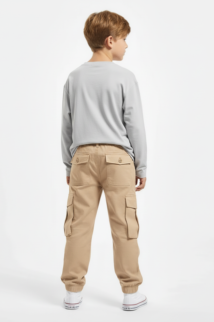Pantalon Cargo Garçon Kaki Jogger - Beige Toile - vue 2