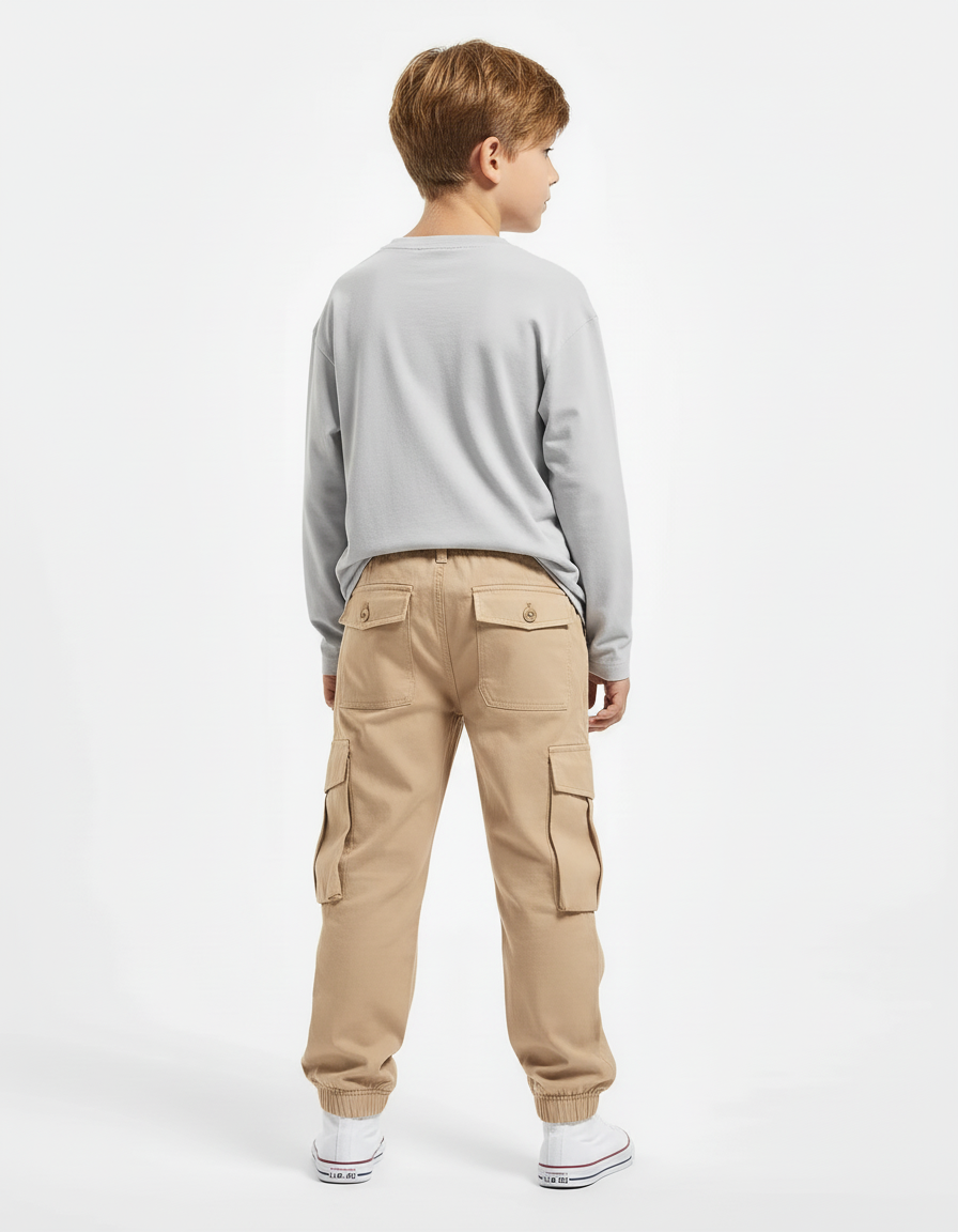 Pantalon Cargo Garçon Kaki Jogger - Beige Toile - vue 2