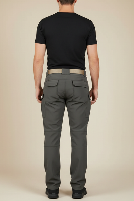 Pantalon Cargo Gris Tactique Multipoches Élastique Homme - Polyester - vue 2