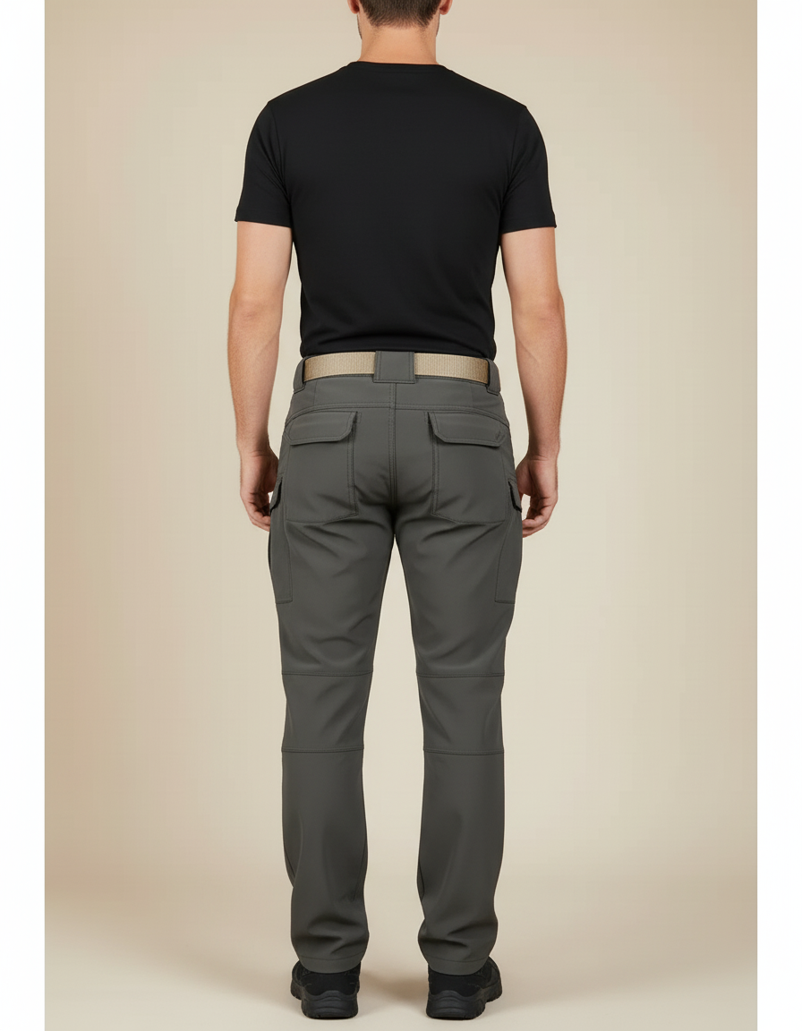 Pantalon Cargo Gris Tactique Multipoches Élastique Homme - Polyester - vue 2