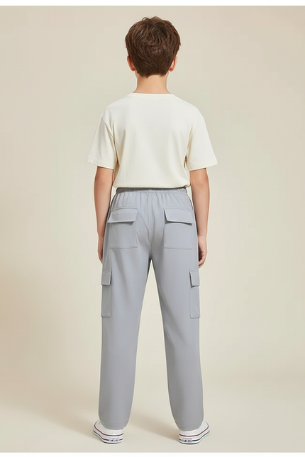 Pantalon Cargo Garçon Gris Droit - Polyester - vue 2