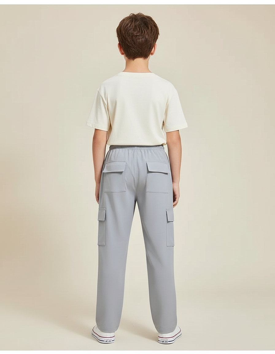 Pantalon Cargo Garçon Gris Droit - Polyester - vue 2