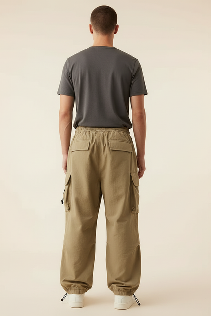 Pantalon Cargo Baggy Homme - Kaki Polyester - vue 2