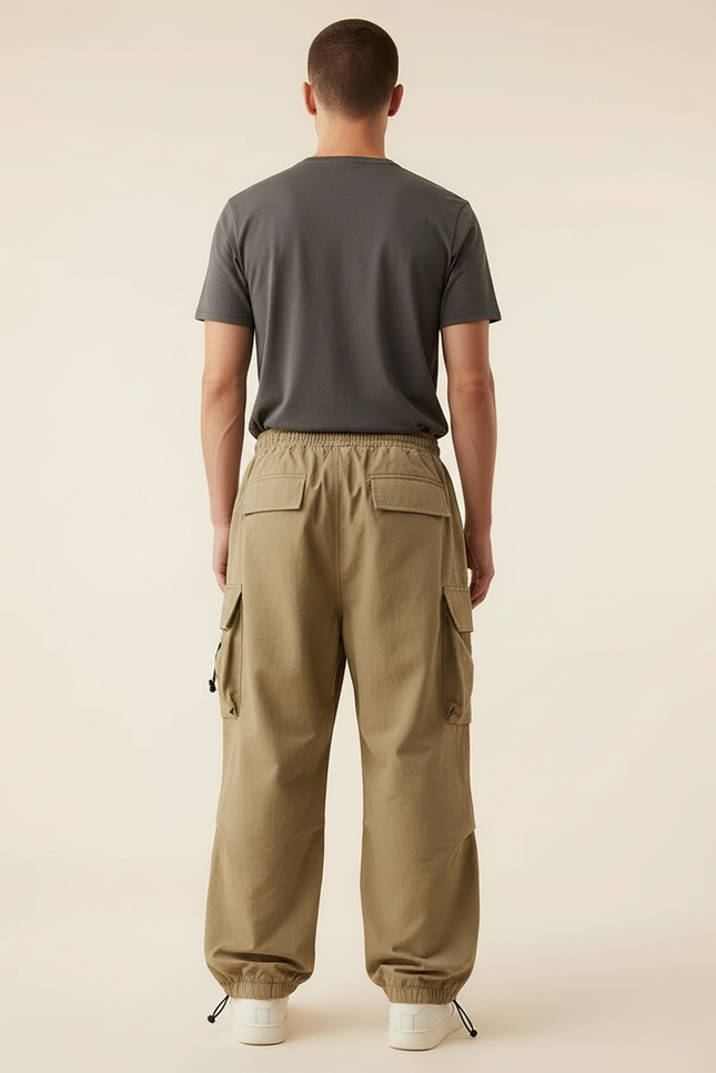 Pantalon Cargo Baggy Homme - Kaki Polyester - vue 2