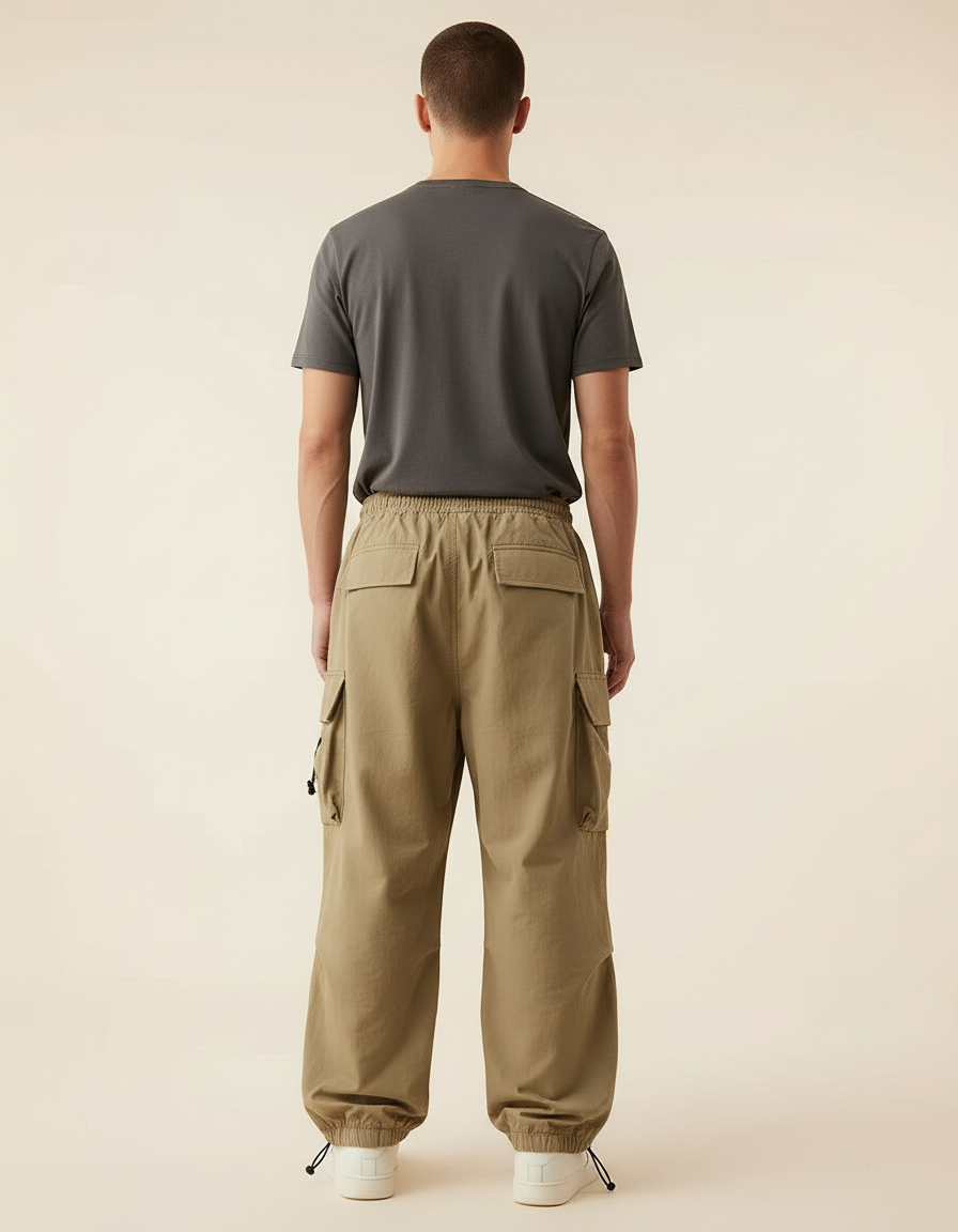 Pantalon Cargo Baggy Homme - Kaki Polyester - vue 2