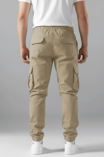 Pantalon Cargo Homme Kaki Zippé Cordon Jogger - Toile - vue 2